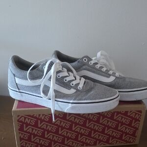 Vans Classic Gray and White Lace-Up Sneakers